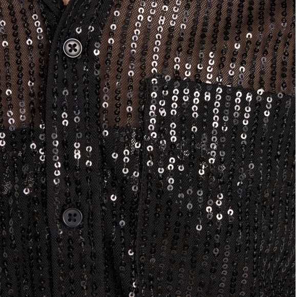 SPRWMN black sheer sequin button down blouse 🖤 - Picture 2 of 4